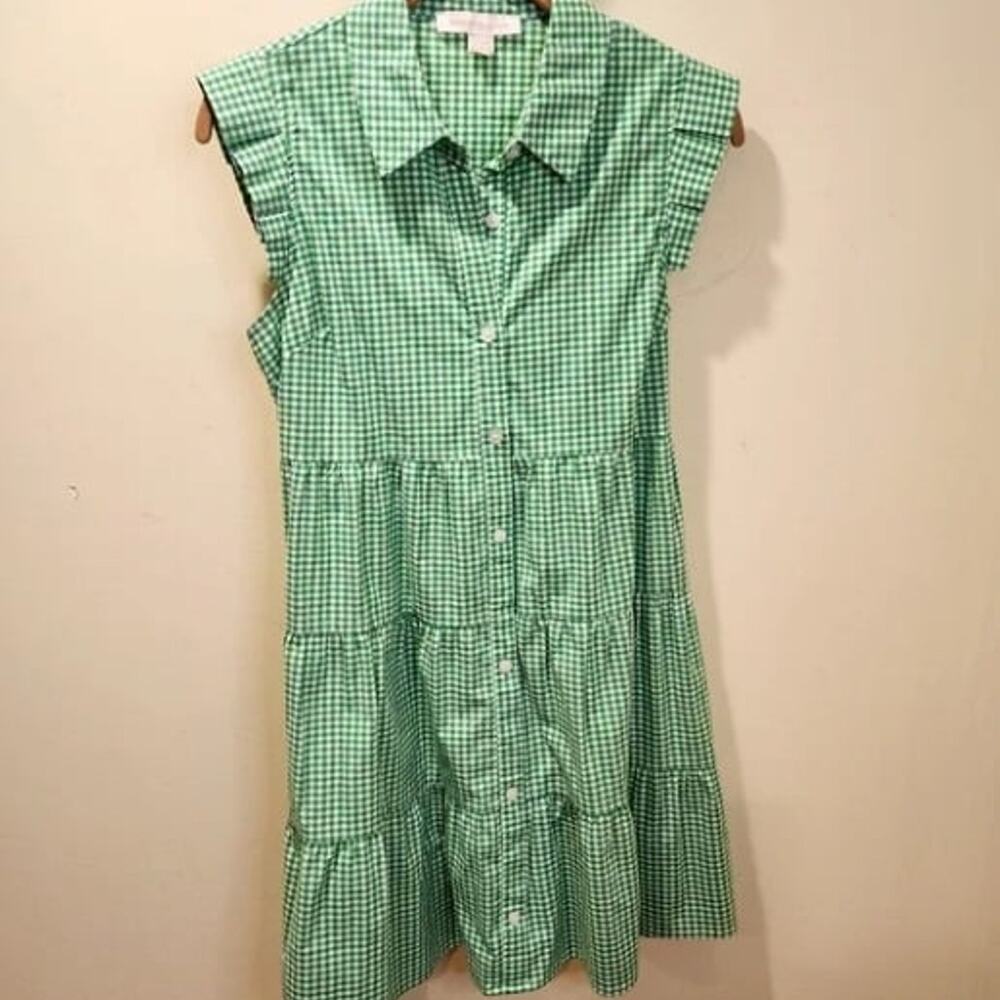 Monteau LA Green & White Gingham Ruffled Sundress – Size S